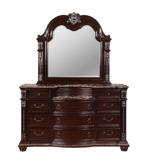 Traditional 11-Drawer Dresser and Mirror Set