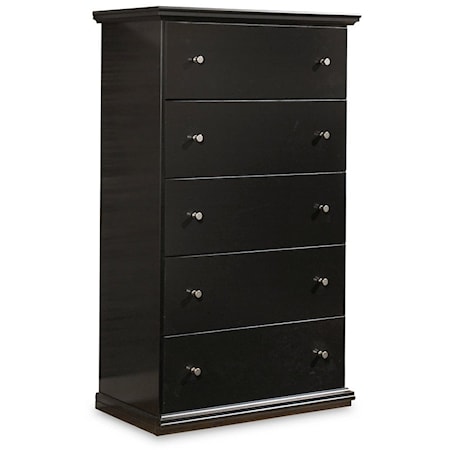 Casual 5-Drawer Chest with Metal Hardware