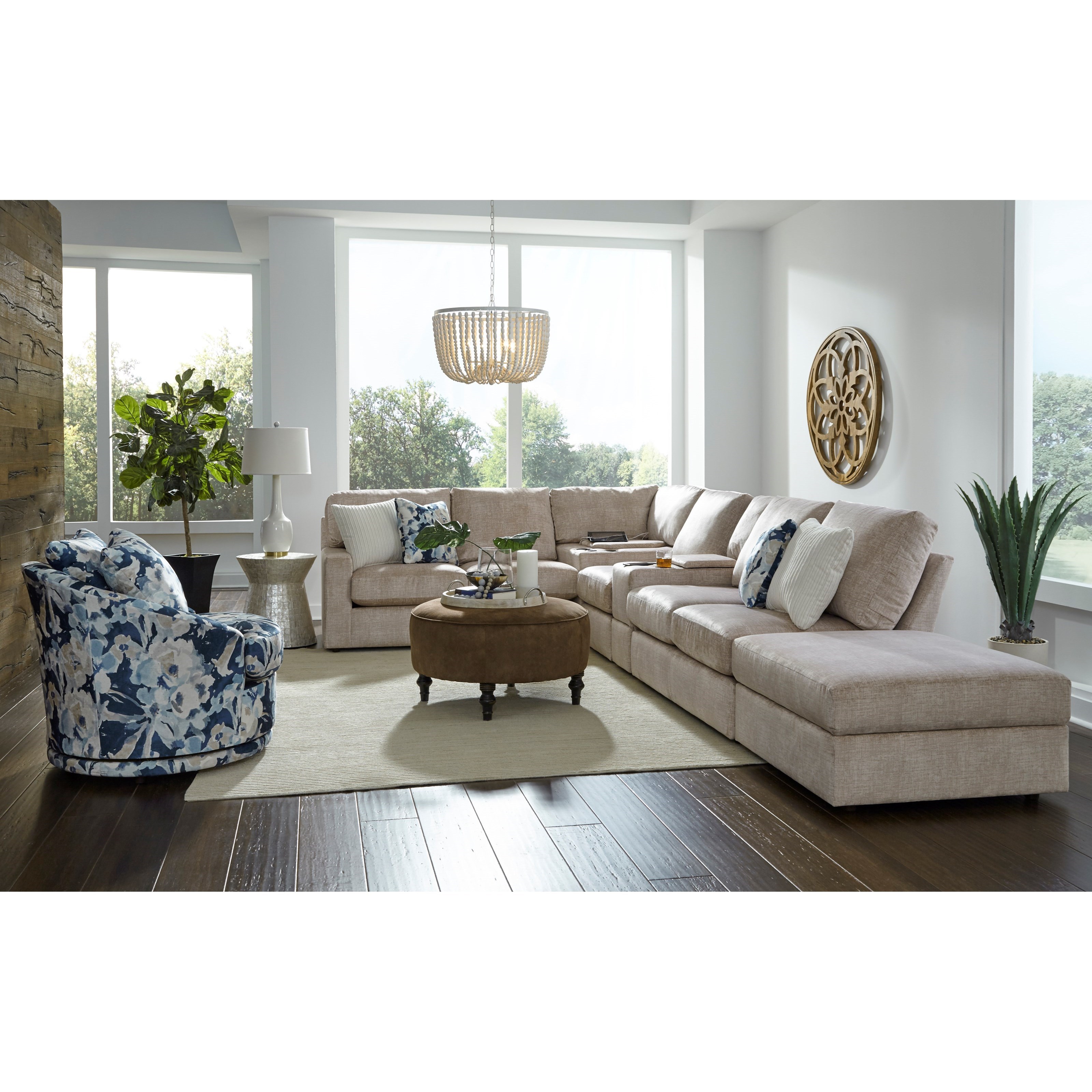 5-Seat Sofa w/ Wireless Charge &amp; RAF Ottoman