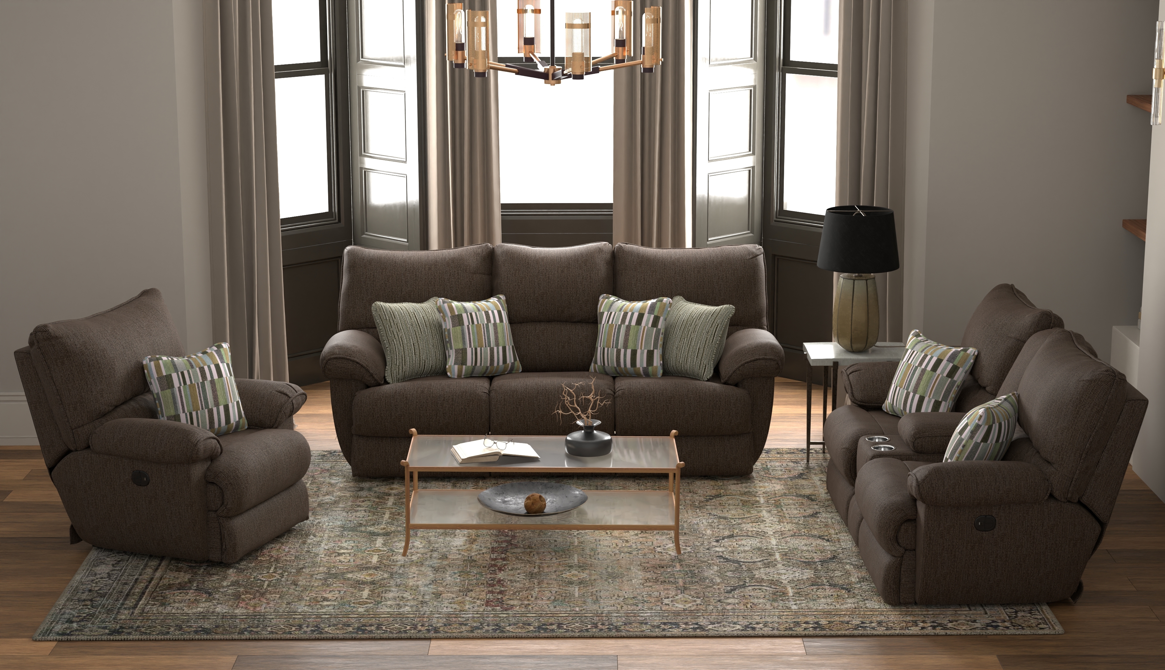 Catnapper Lenny Lay Flat Power Reclining Console Loveseat