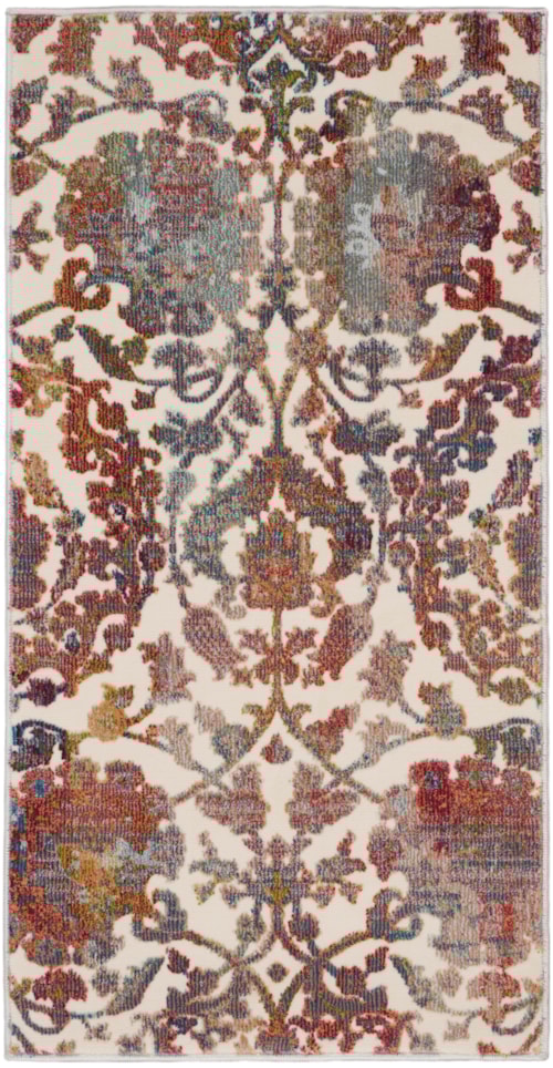 2' x 4' White/Multi Runner Rug
