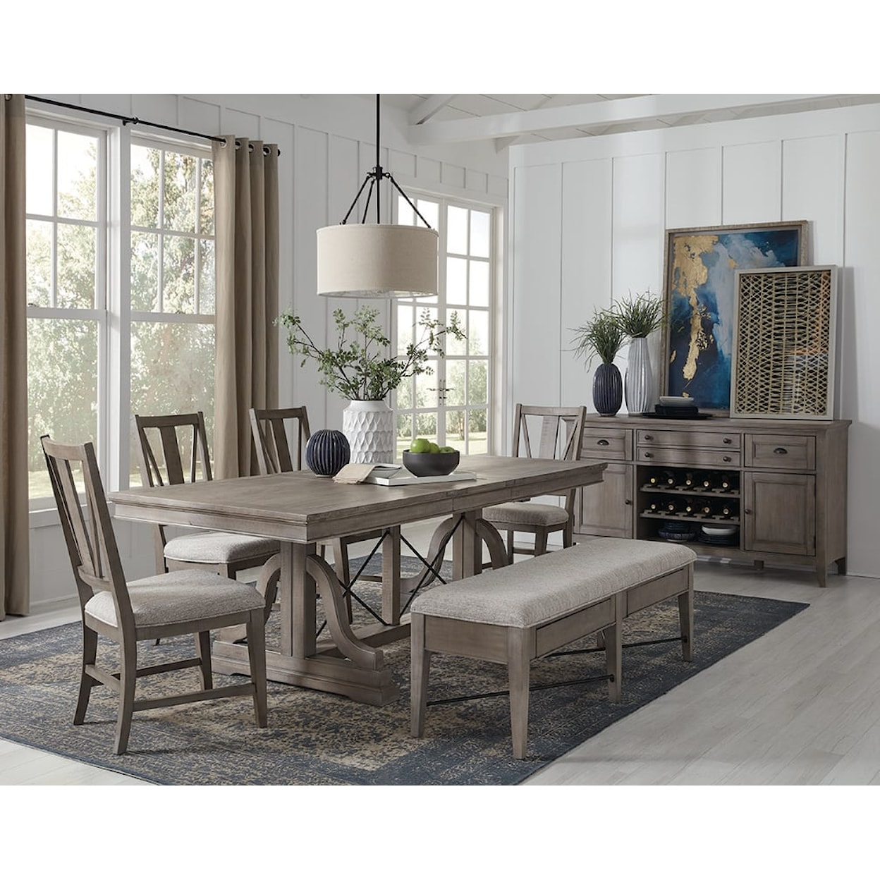 Magnussen Home Paxton Place Dining Bench with Upholstered Seat