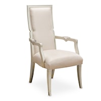 Glam Upholstered Arm Chair with Crystal Inlay