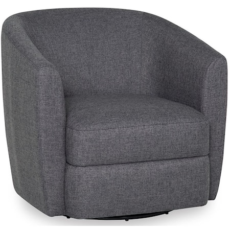 Dorset Contemporary Swivel Base Barrel Chair with Attached Cushions