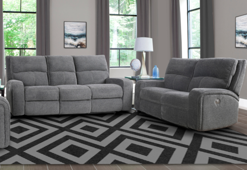 Casual Power Reclining Sofa and Loveseat Set with Power Headrests