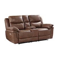 Casual Power Loveseat with Console and Powered Headrest
