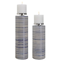 Montauk Ceramic Candleholders, S/2