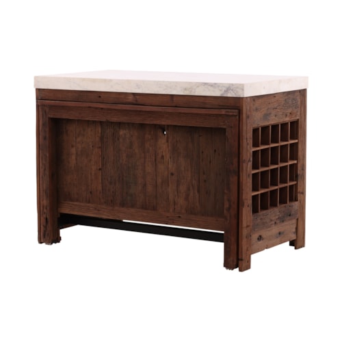 Rustic 2-Drawer Kitchen Island with Pull-Out Counter Height Table