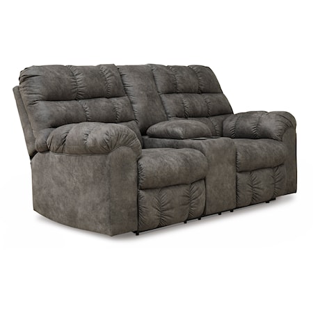 Faux Leather Reclining Loveseat with Console