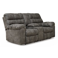 Faux Leather Reclining Loveseat with Console