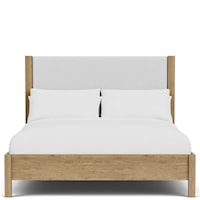 Contemporary Queen Panel Bed with Upholstered Headboard
