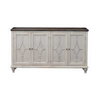 Transitional 4-Door Credenza with Adjustable Shelving