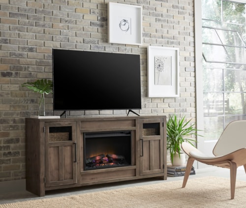 Farmhouse 68" Fireplace Console with Wire Management