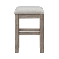 Rustic Counter-Height Dining Stool with Upholstered Seat