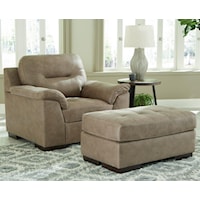 Faux Leather Chair and Ottoman