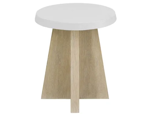 Coastal Round End Table with Stone Top