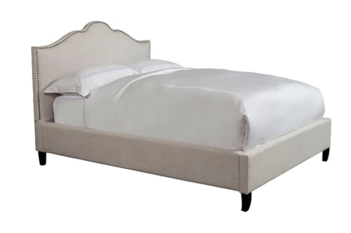 Traditional Upholstered California King Bed with Nailhead Trim