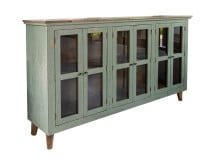Rustic Console Table with Glass Doors