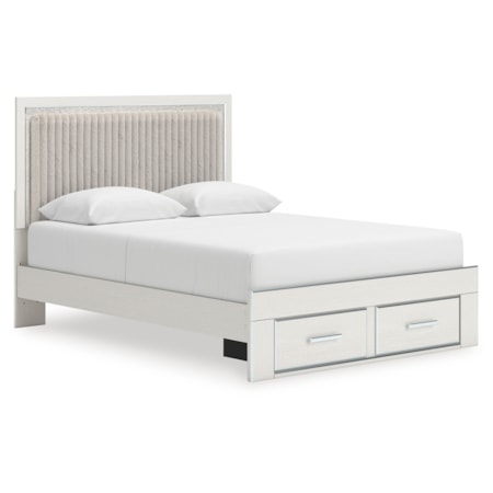 Queen Upholstered Panel Platform Storage Bed