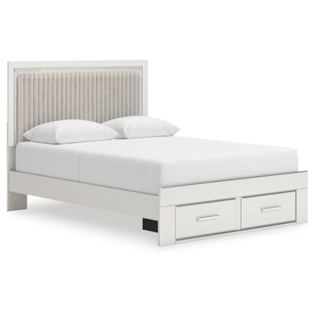 Queen Upholstered Panel Platform Storage Bed