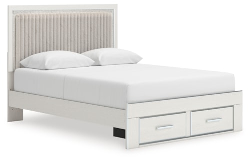 Queen Upholstered Panel Platform Storage Bed
