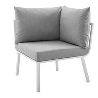 Riverside Coastal Outdoor Patio Aluminum Corner Chair - White/Gray
