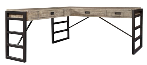 Rustic L-Shaped Desk with Cord Management