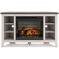 Two-Tone Corner TV Stand with Electric Fireplace