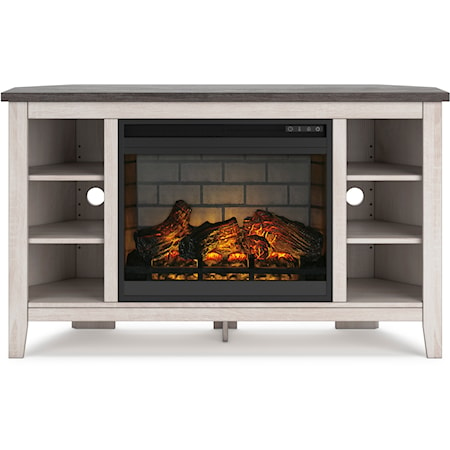 Corner TV Stand with Fireplace