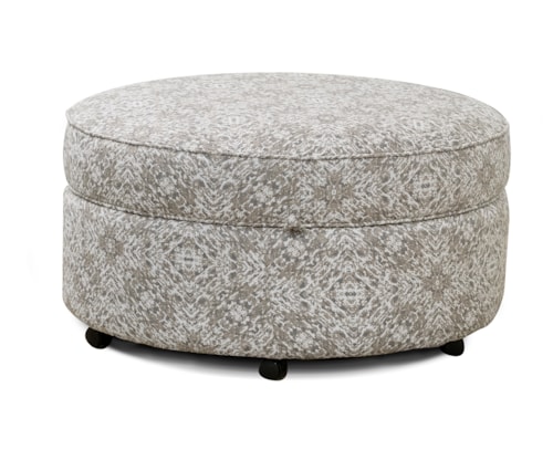 Contemporary Round Storage Ottoman with Casters