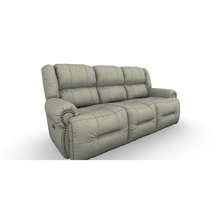 Casual Power Space Saver Reclining Sofa with Drop Down Table and Cupholders