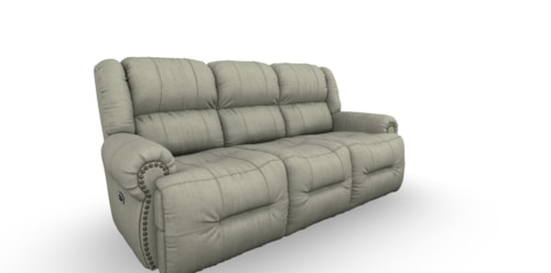 Casual Power Space Saver Reclining Sofa with Drop Down Table and Cupholders