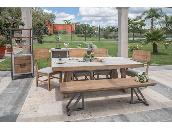 6-Piece Dining Table Set with Bench