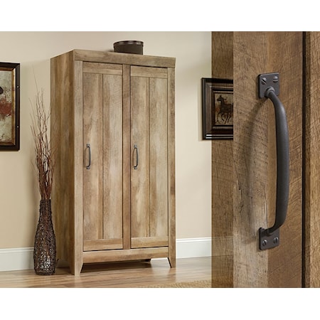 Rustic 6-Shelf Wide Storage Cabinet with 3-Adjustable Shelves