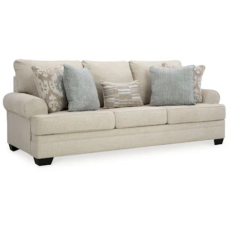 Contemporary Sofa with Rolled Armrests