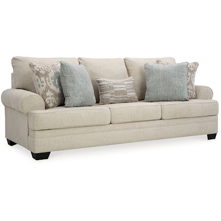 Contemporary Sofa with Rolled Armrests