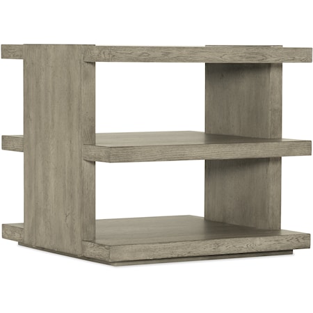 Casual End Table with 2 Open Shelves