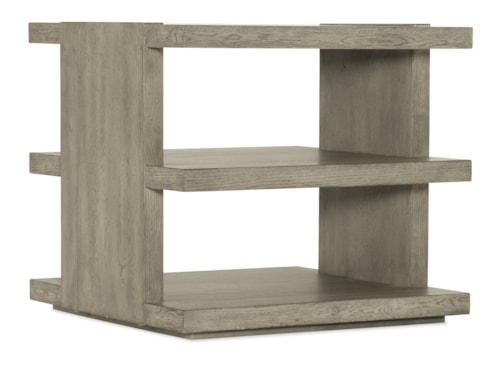 Casual End Table with 2 Open Shelves
