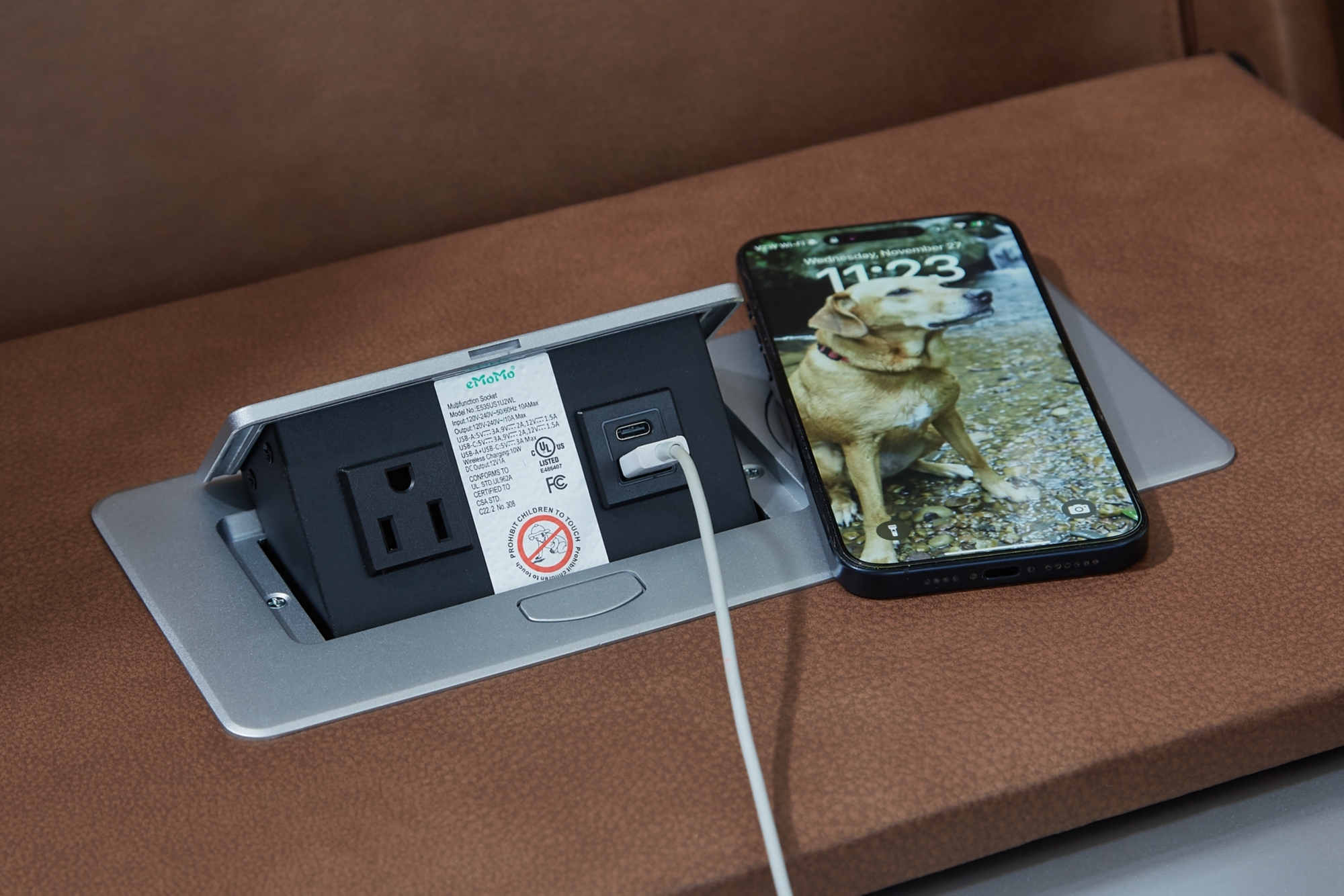 Signature Design by Ashley Clean-Slate Pwr Rec Sofa With Adj Headrest