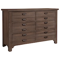 Transitional 6 Drawer Double Dresser