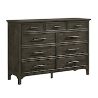 Contemporary 9-Drawer Dresser with Cedar Lined Bottom Drawers