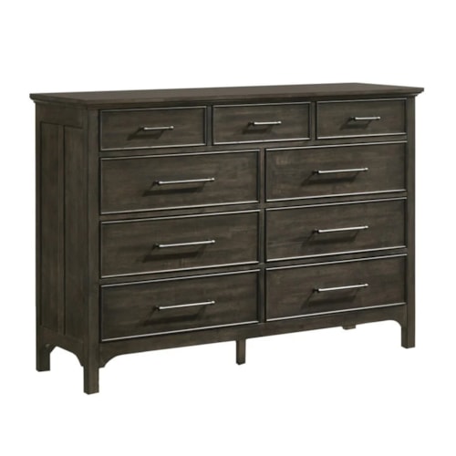 Contemporary 9-Drawer Dresser with Cedar Lined Bottom Drawers