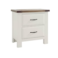 Relaxed Vintage Solid Wood 2-Drawer Nightstand  with Soft Close Drawers