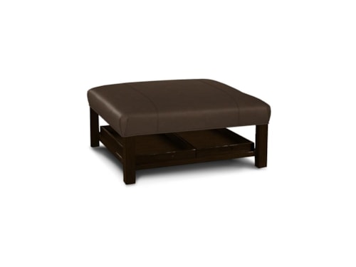 Transitional Square Cocktail Ottoman with Removable Trays