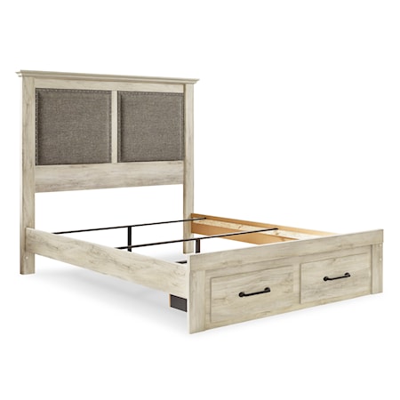 King Upholstered Bed w/ Footboard Storage