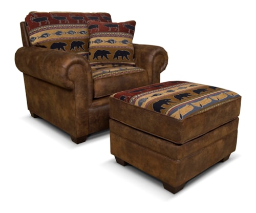 Rustic Chair and Ottoman Set