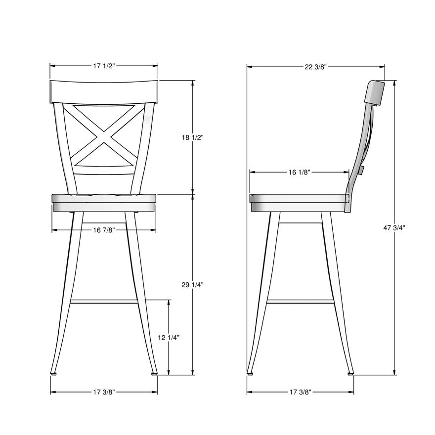 Amisco Kyle X-Back Bar Height Swivel Stool