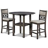 Contemporary 3-Piece Counter Height Table and Chair Set with Drop Leaves