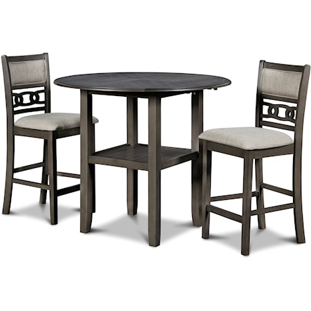 GIO GREY 42" 3 PIECE COUNTER TABLE | WITH DR