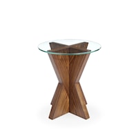 Contemporary Round End Table with Glass Table top